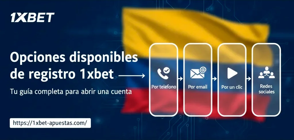 Opciones disponibles de registro 1xbet